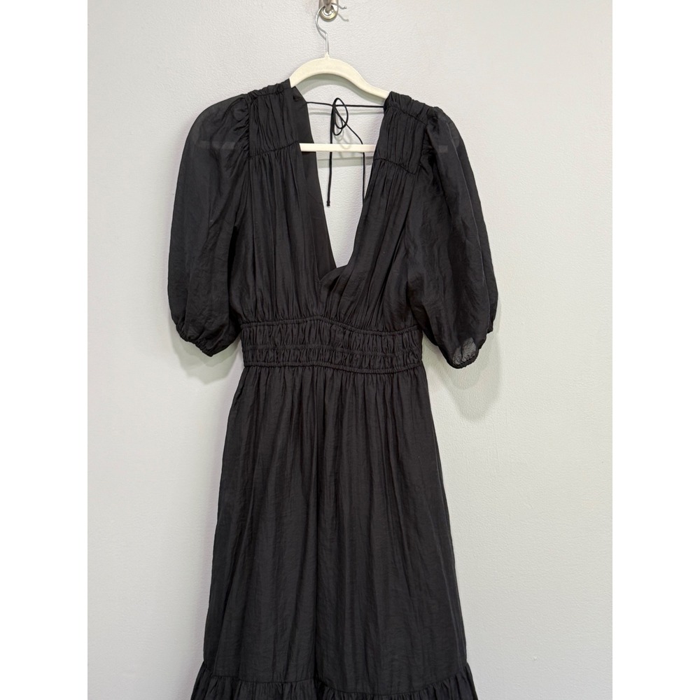 Abercrombie & Fitch Black Puff Sleeve Smocked Maxi Dress XLT Gothic Ethereal